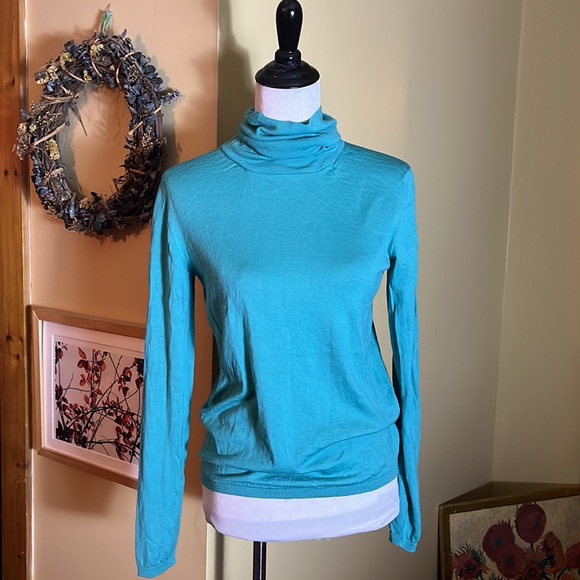 MAX MARA Spilata Size Large Turquoise Green Turtleneck 100% Pure New Wool  $458 - Picture 13 of 15